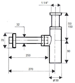 Brass basin bottle trap  ANGEL series 1 1/4
