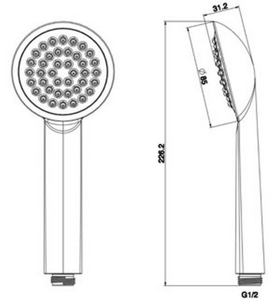 ABS hand shower 1 jet SLIMDISC series