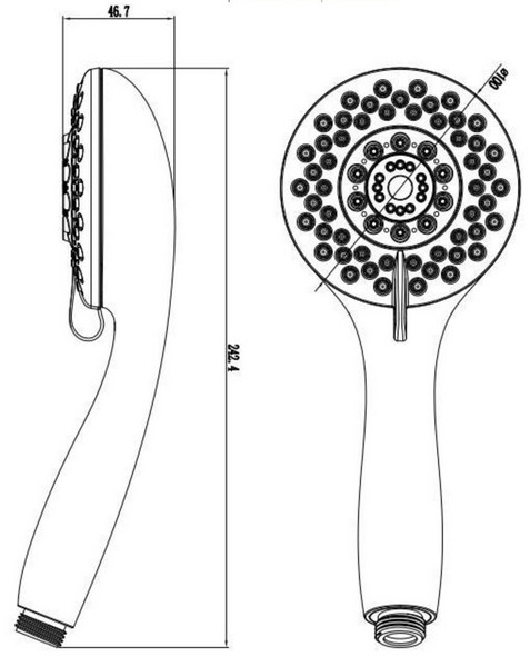 ABS hand shower 5 jets AeroTek ONE series