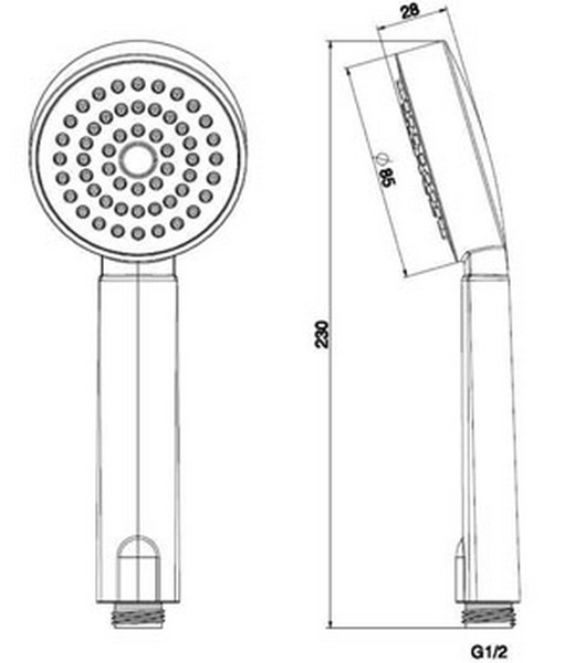 ABS hand shower 1 jet SMART series