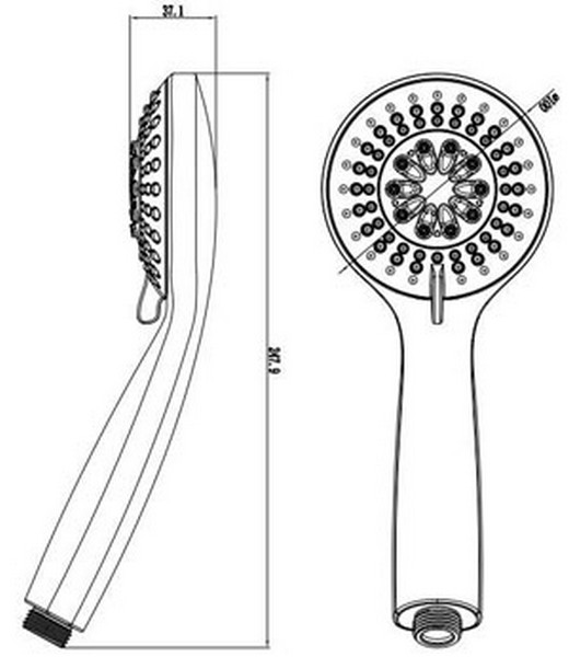 ABS hand shower 5 jets AeroTek ROLL series