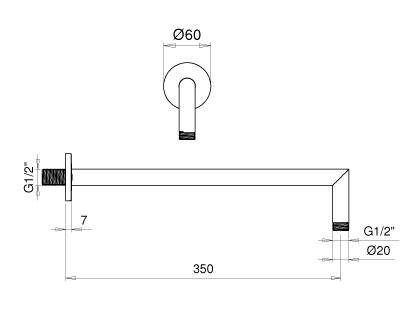 Brass wall shower arm LUXURY ROUND 350_20 series