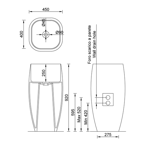Lavabo free standing porcellana serie NOW OPEN