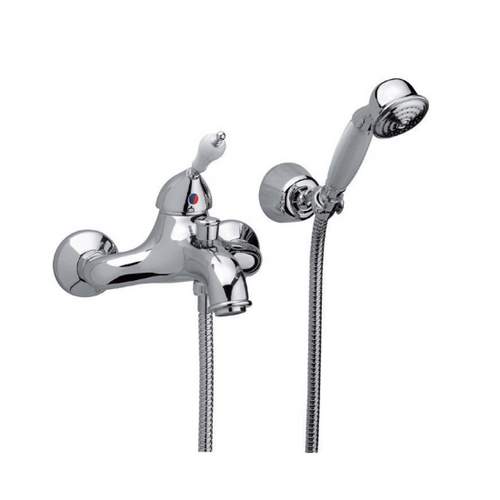 Miscelatore vasca ottone a parete con kit doccia serie WING