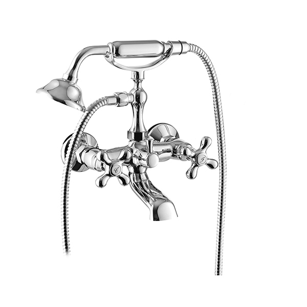 Brass deck mounted bath faucet with shower kit NOSTALGIE series