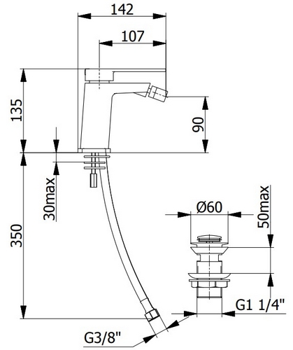 Miscelatore bidet ottone serie BARCA