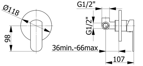Brass built-in shower mixer BARCA series