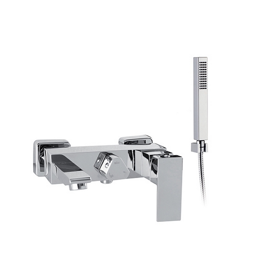 Brass wall mounted bath mixer with shower kit FLAT series