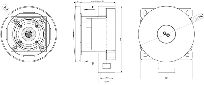 Body jet incasso ABS serie TWIST ROUND_85