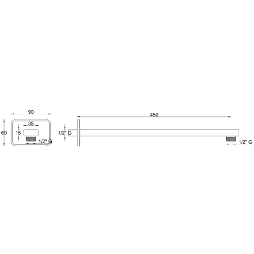 Brass wall shower arm LIKE 450_15 series REINFORCED