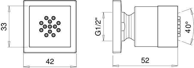 Body jet orientabile ottone serie LINEA