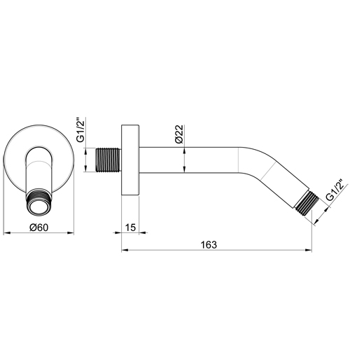 Brass wall shower arm LUXURY 163_22 series