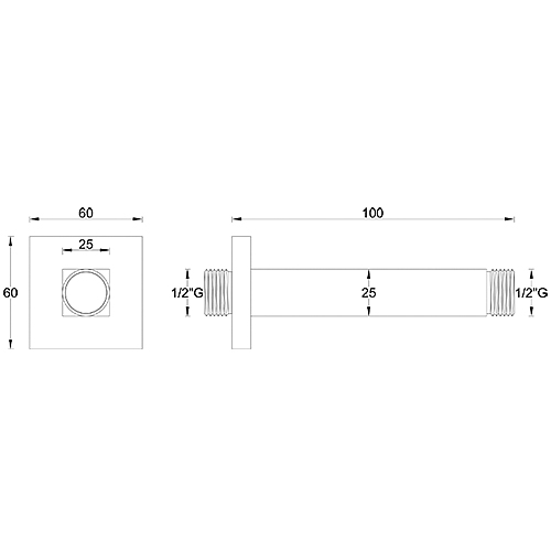 Brass ceiling shower arm LUXURY SQUARE series