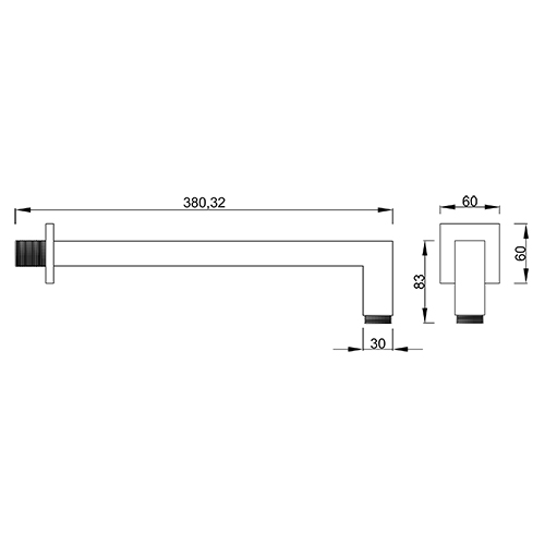 Brass wall shower arm LUXURY SQUARE series