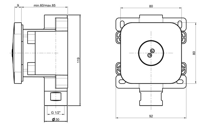 Body jet incasso ABS serie TWIST ROUND_80