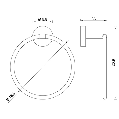 ABS chrome plated towel ring LUCE series