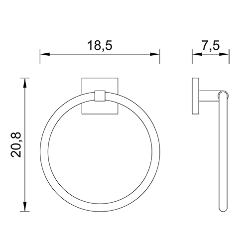 Porta asciugamano anello ABS cromato serie MIA