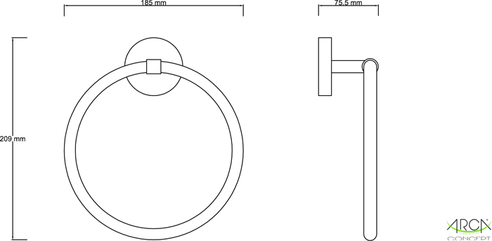 Porta asciugamano anello ABS cromato serie ZERO