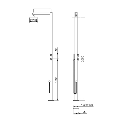 Stainless steel pool shower column ASTRO series