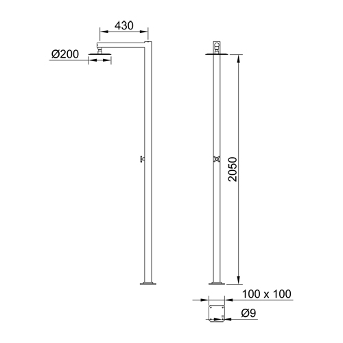 Colonna doccia per esterno acciaio inox serie ASTRO