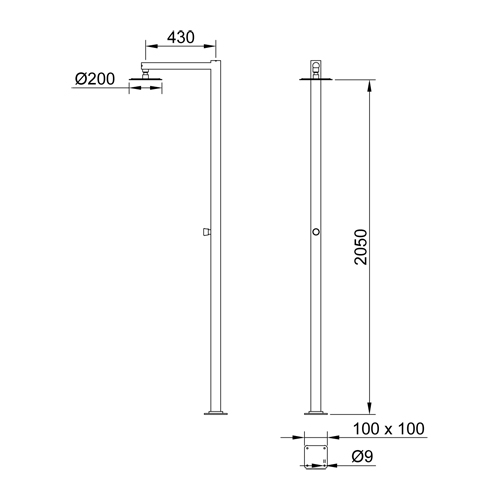 Stainless steel pool shower column ASTRO series