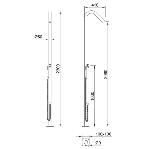 Stainless steel pool shower column AURIGA series