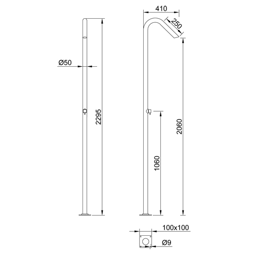 Stainless steel pool shower column AURIGA series