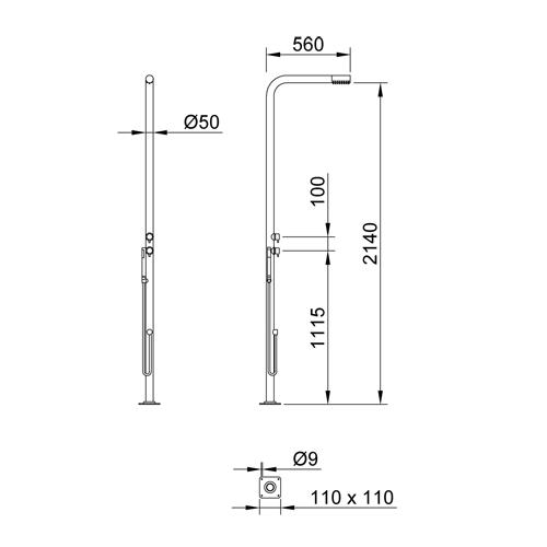 Stainless steel pool shower column GALAXY series