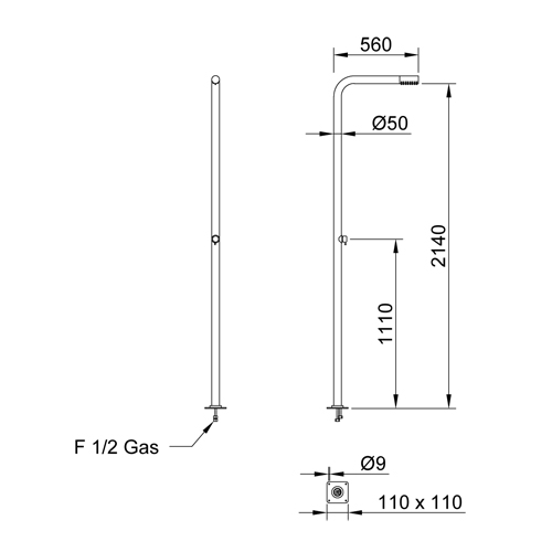 Stainless steel pool shower column GALAXY series