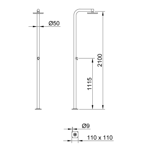 Stainless steel pool shower column GALAXY ONE series