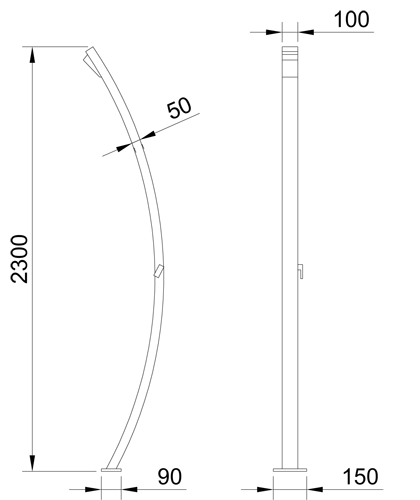 Stainless steel pool shower column MOON series