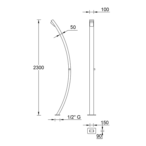 Stainless steel pool shower column MOON series