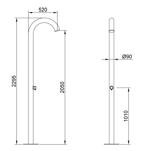 Colonna doccia per esterno acciaio inox serie SUPERNOVA