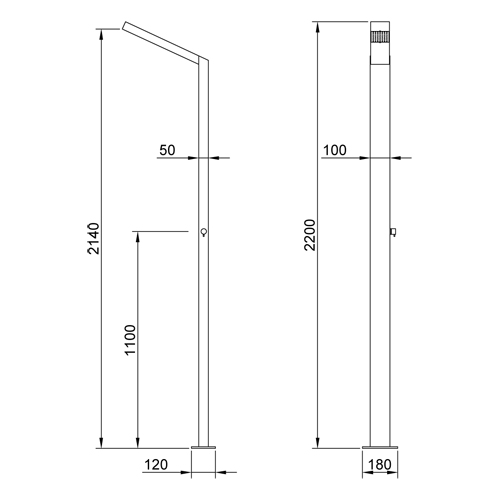 Stainless steel pool shower column TAURO series