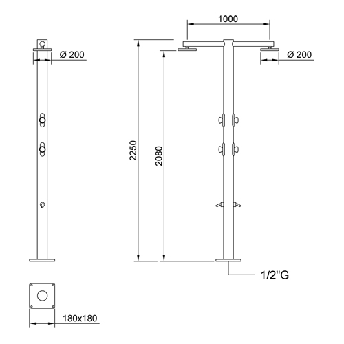 Stainless steel pool shower column UNO series