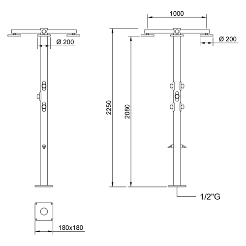 Stainless steel pool shower column UNO PLUS series