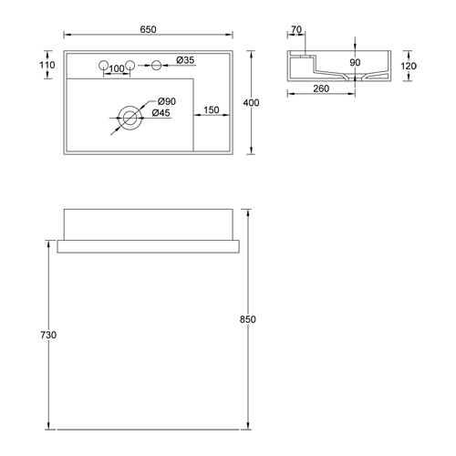 Lavabo ceramica monoforo serie ICON PLUS
