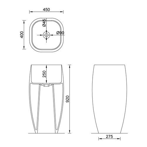 Lavabo free standing porcellana serie NOW