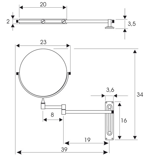 Specchio cosmetico ingranditore serie CONFORT 220