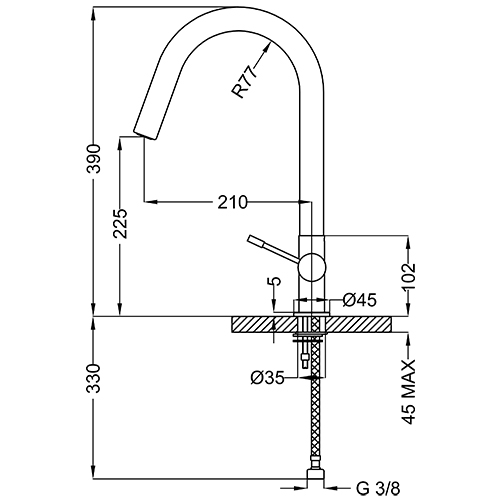 Brass sink mixer ALVARO series