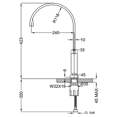 Brass sink mixer BASILIO series