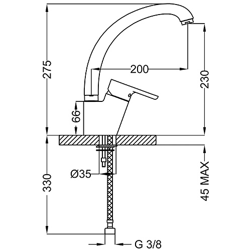 Brass sink mixer JAVIER series