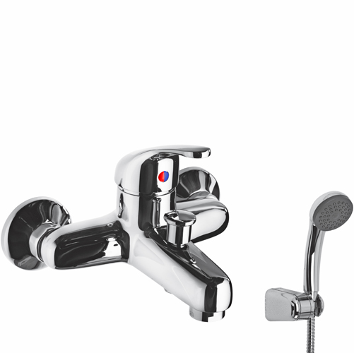 Brass wall mounted bath mixer with shower kit ECO series