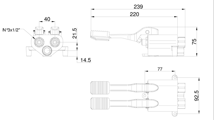 Miscelatore doppio pedale a pavimento serie CLASSICA
