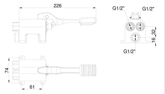 Miscelatore progressivo monopedale a pavimento serie CLASSICA
