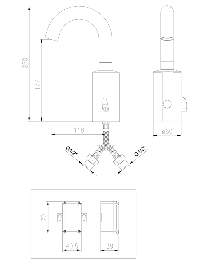 Miscelatore lavabo elettronico serie LINEA