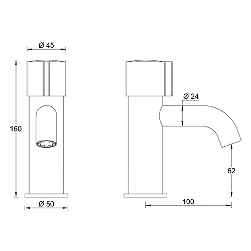 Brass basin mixer self closing tap MINIMAL series