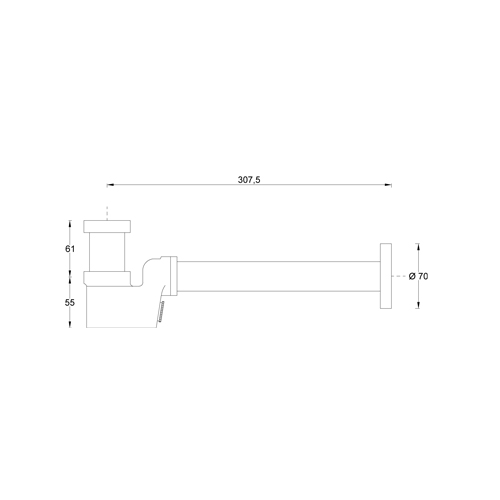 Brass basin reduced trap CALLIOPE 1 1/4