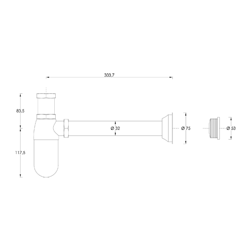 Brass basin bottle trap CRONO series 1 1/4