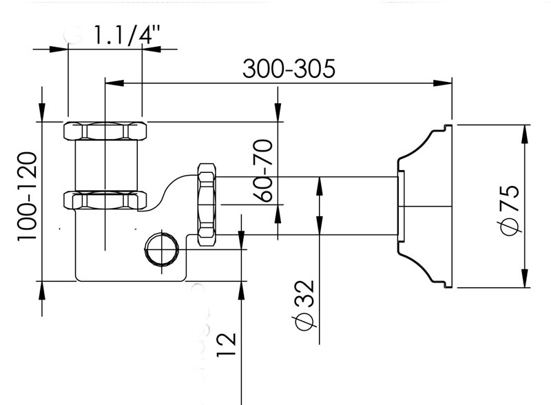 Brass basin bottle trap MOLGH series 72 mm 1 1/4